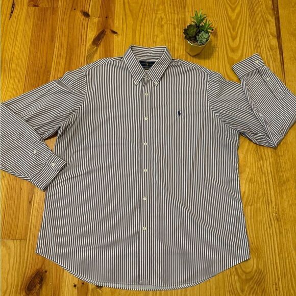 Polo Ralph Lauren Shirt Men’s XXLarge Striped Nylon Blend Button Down Pony Logo - Picture 1 of 9